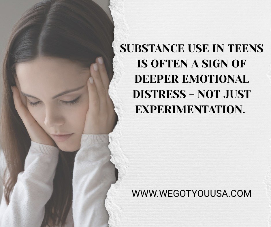 When teens use substances, it's often a way to cope with stress, anxiety, depression, or emotional pain they don't yet know how to express.  Looking beyond the behavior to understand whats' driving it can open the door to meaningful support and lasti
