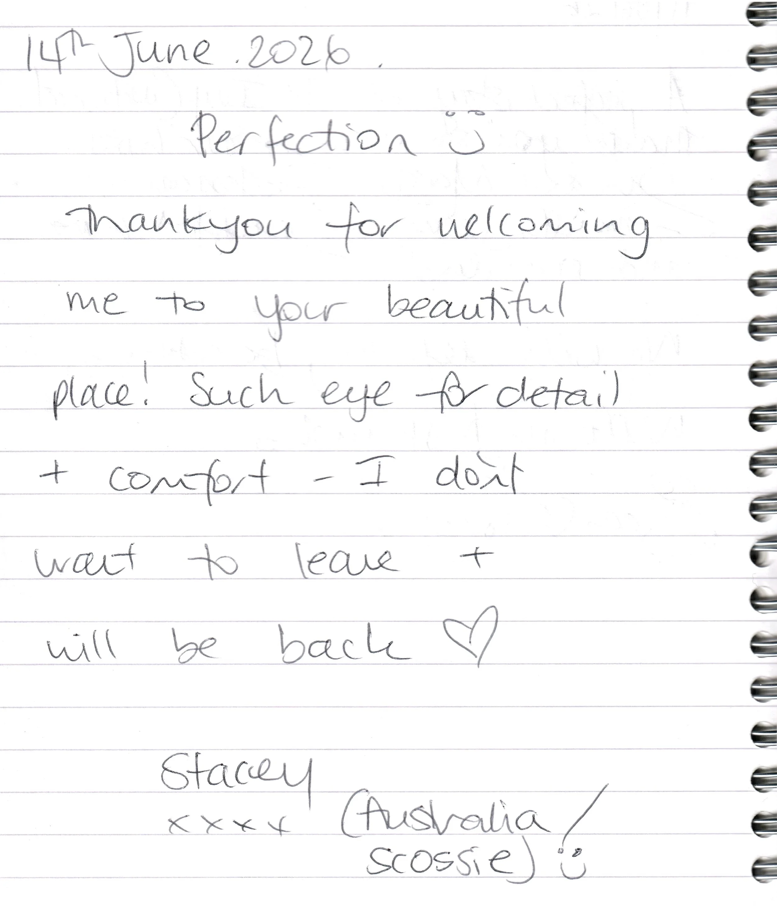 Handwritten guest review - The Ivy Courtyard Castelbuono Sicily June 2026