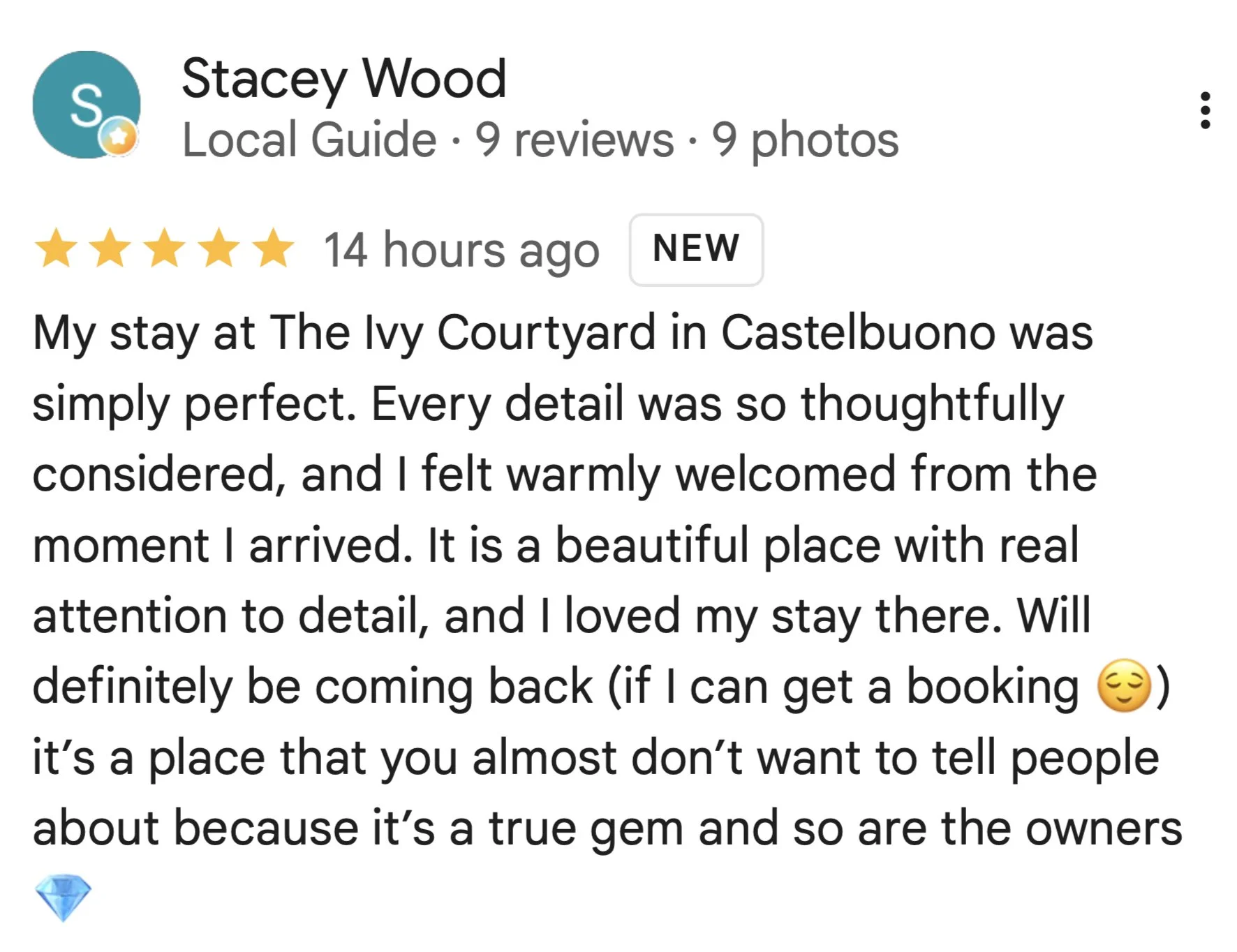 Guest review of The Ivy Courtyard Castelbuono - 5 stars June 2026