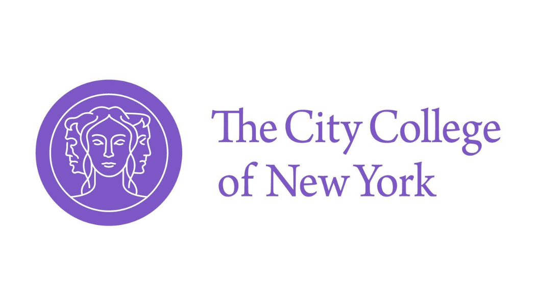 Logo of The City College of New York featuring a purple circular emblem with three faces and the institution's name in purple text.