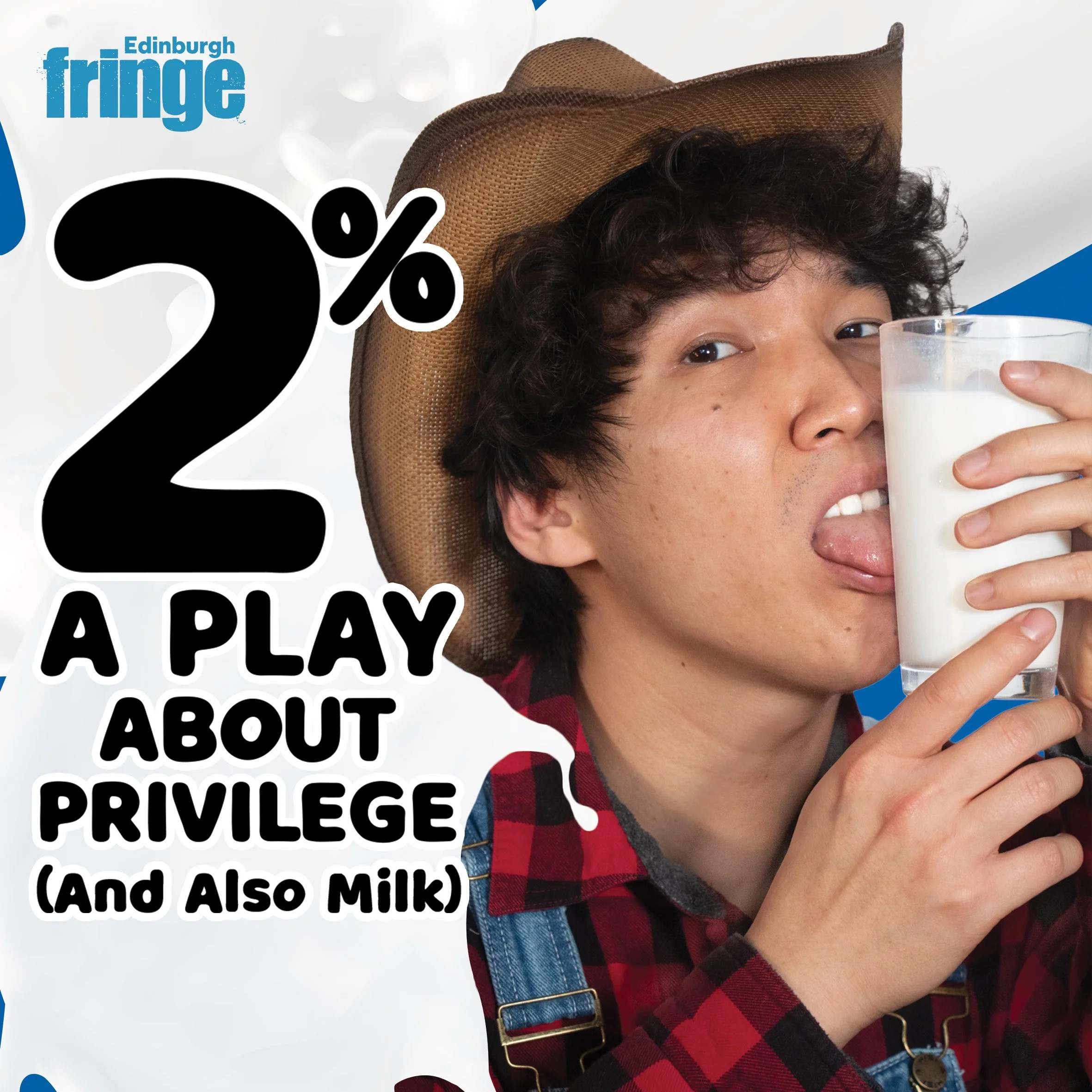 Option 4 for the "2%" window vinyl/12-sheet ad features Kevin dressed as a farmer and licking a glass of milk while making eye contact with the viewer.