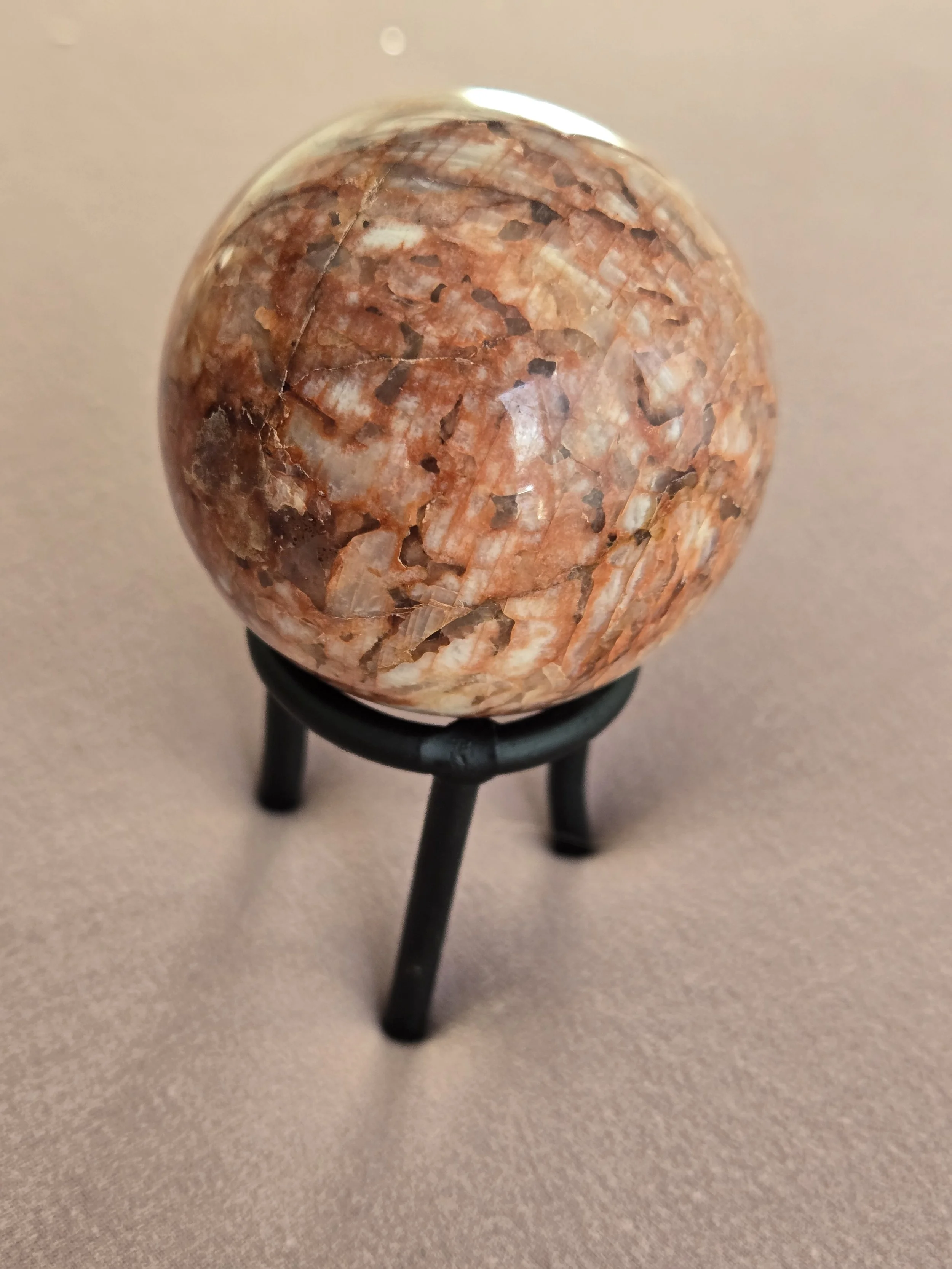 Red Moonstone Sphere. Approx. 2 Inches.