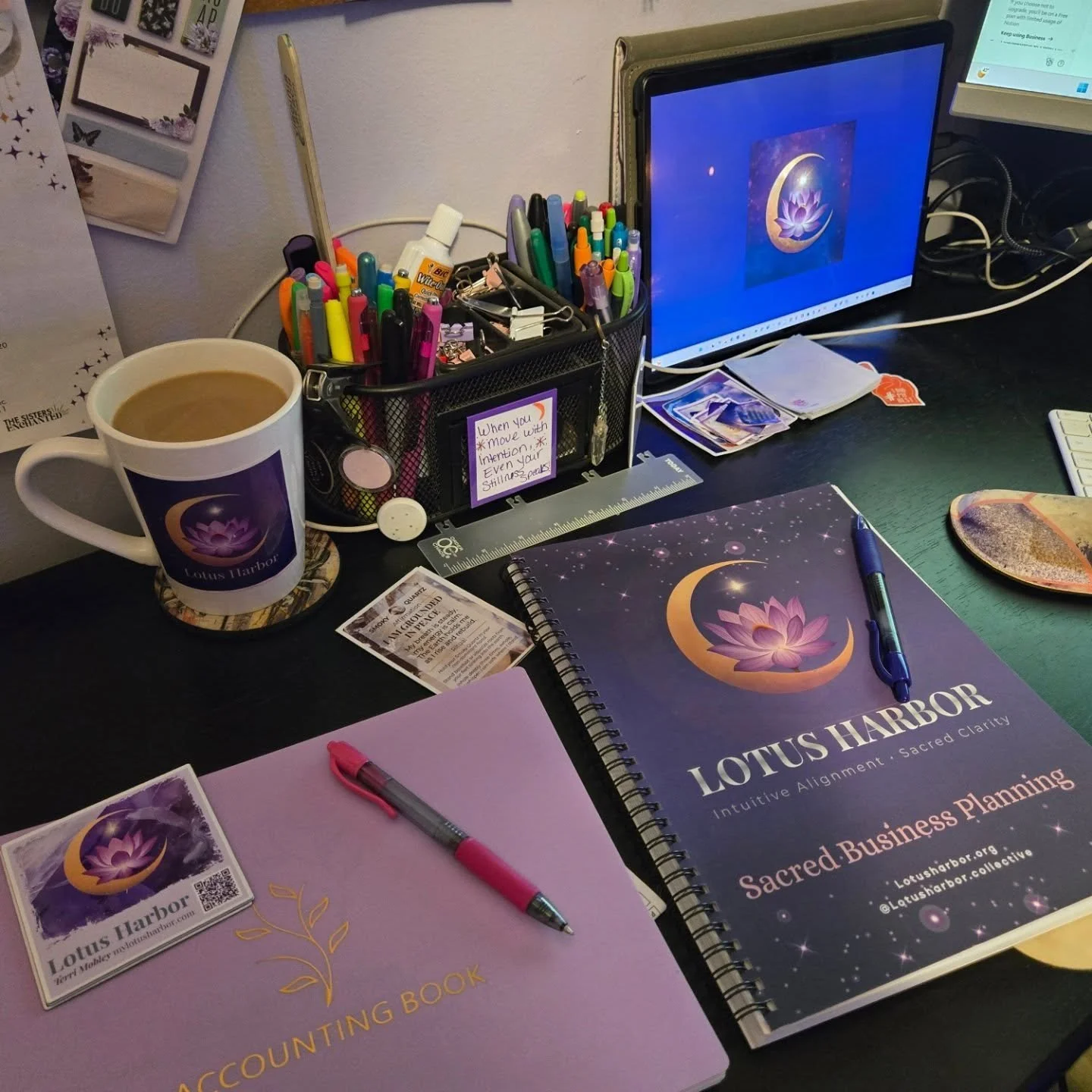 🌙 Behind the Scenes of Building Lotus Harbor

Some mornings look like this coffee in hand, playlists humming softly, planners open, and dreams getting mapped into motion. ☕💫

It&rsquo;s not glamorous, but it&rsquo;s sacred. Every page, every note, 