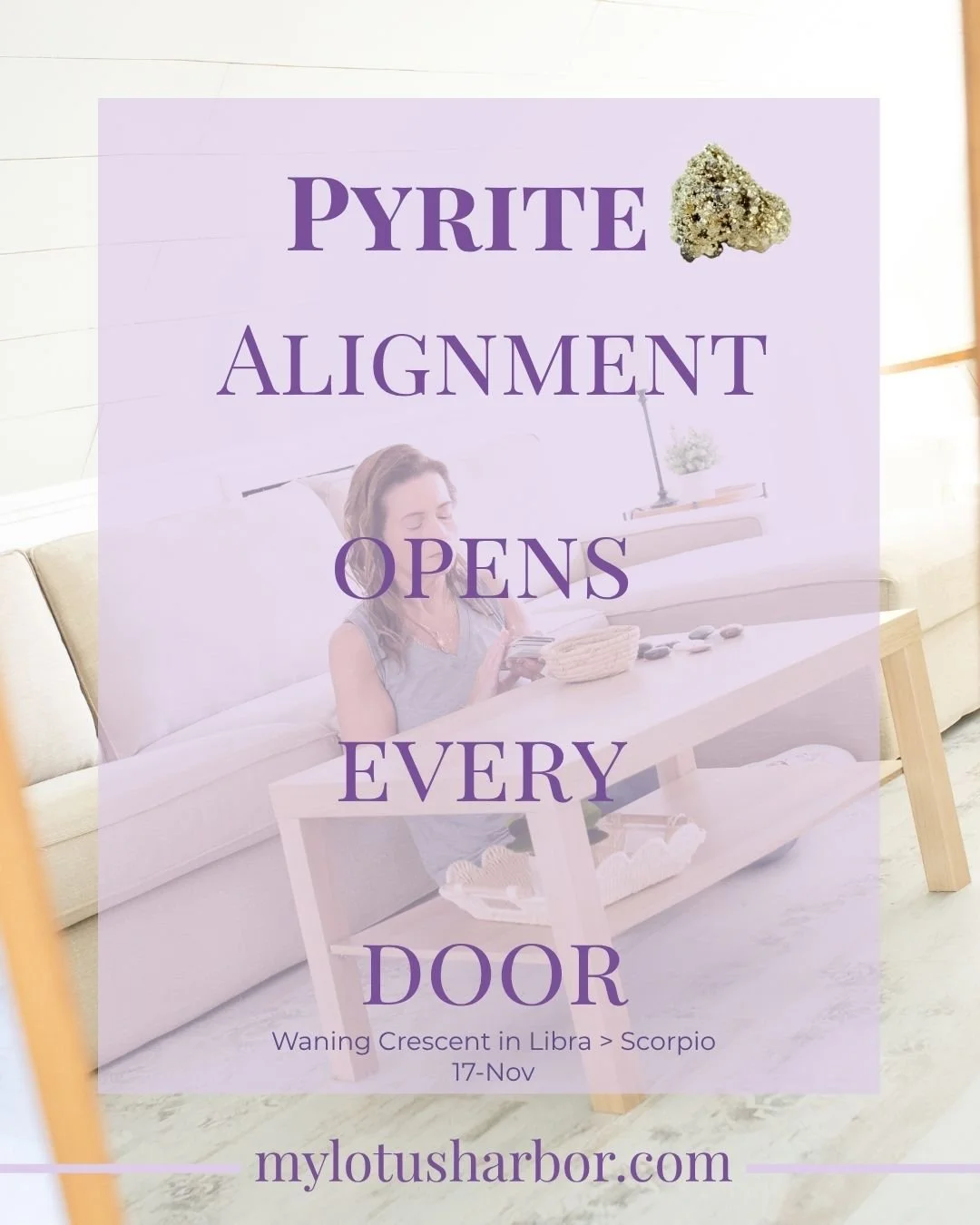 Alignment Opens Every Door.

Today&rsquo;s Waning Crescent Moon moves from Libra into Scorpio which creates a perfect moment for quiet realignment.
Hold Pyrite to support focus, clarity, and steady confidence as you prepare for the New Moon.
This pha