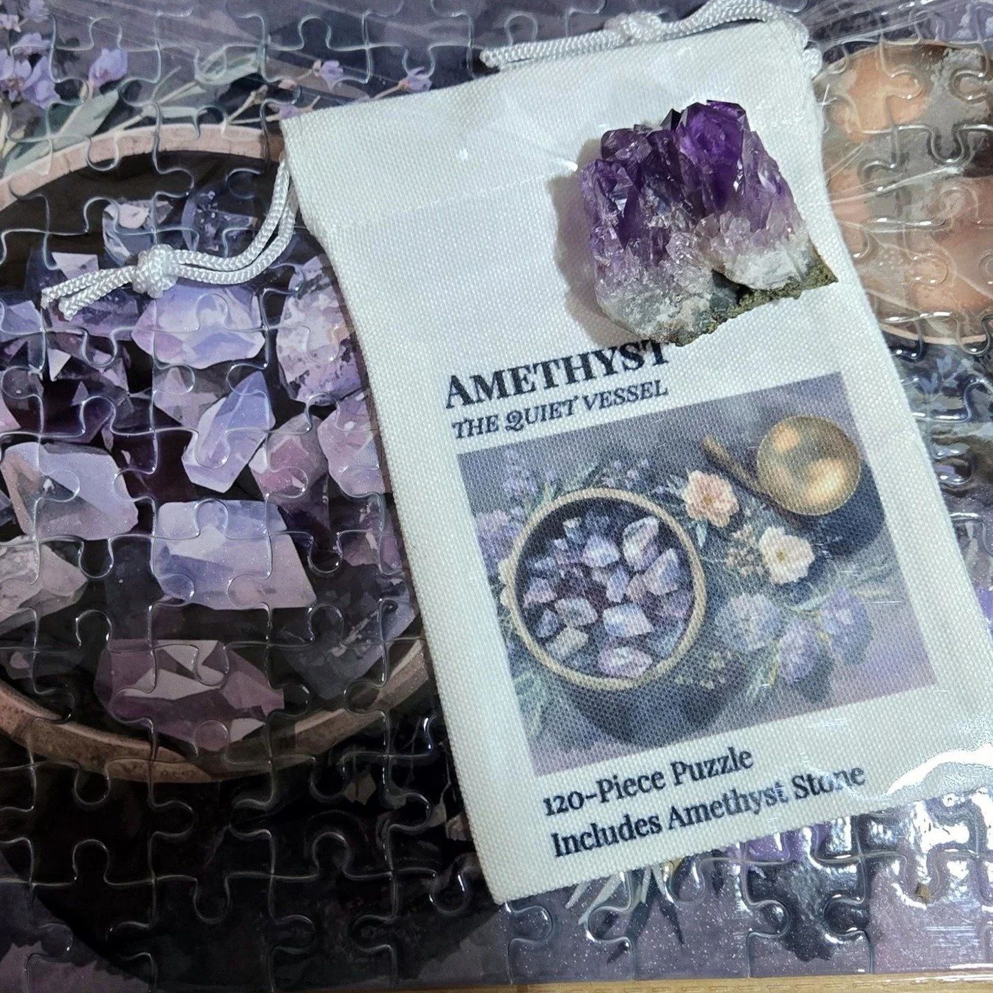 Amethyst has always felt like a pause to me.

This piece came together slowly. Soft color, gentle depth, and a feeling of settling in rather than pushing through. One piece at a time.

I love seeing these puzzles finished and resting in their space, 