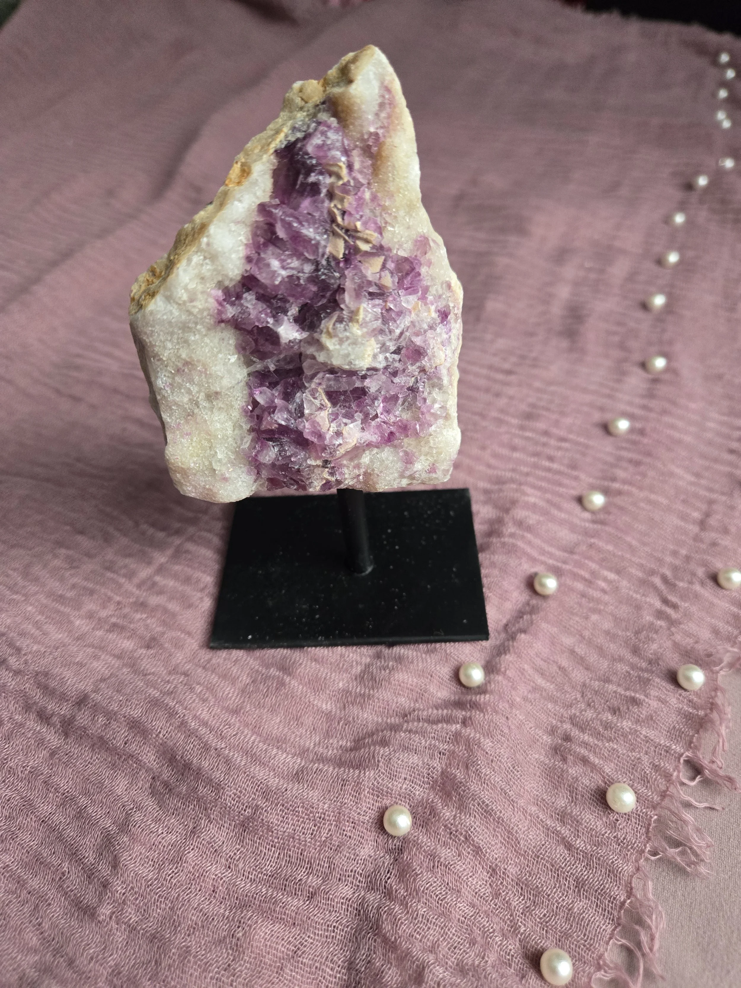 Fluorite Crystal Cluster on Display Stand