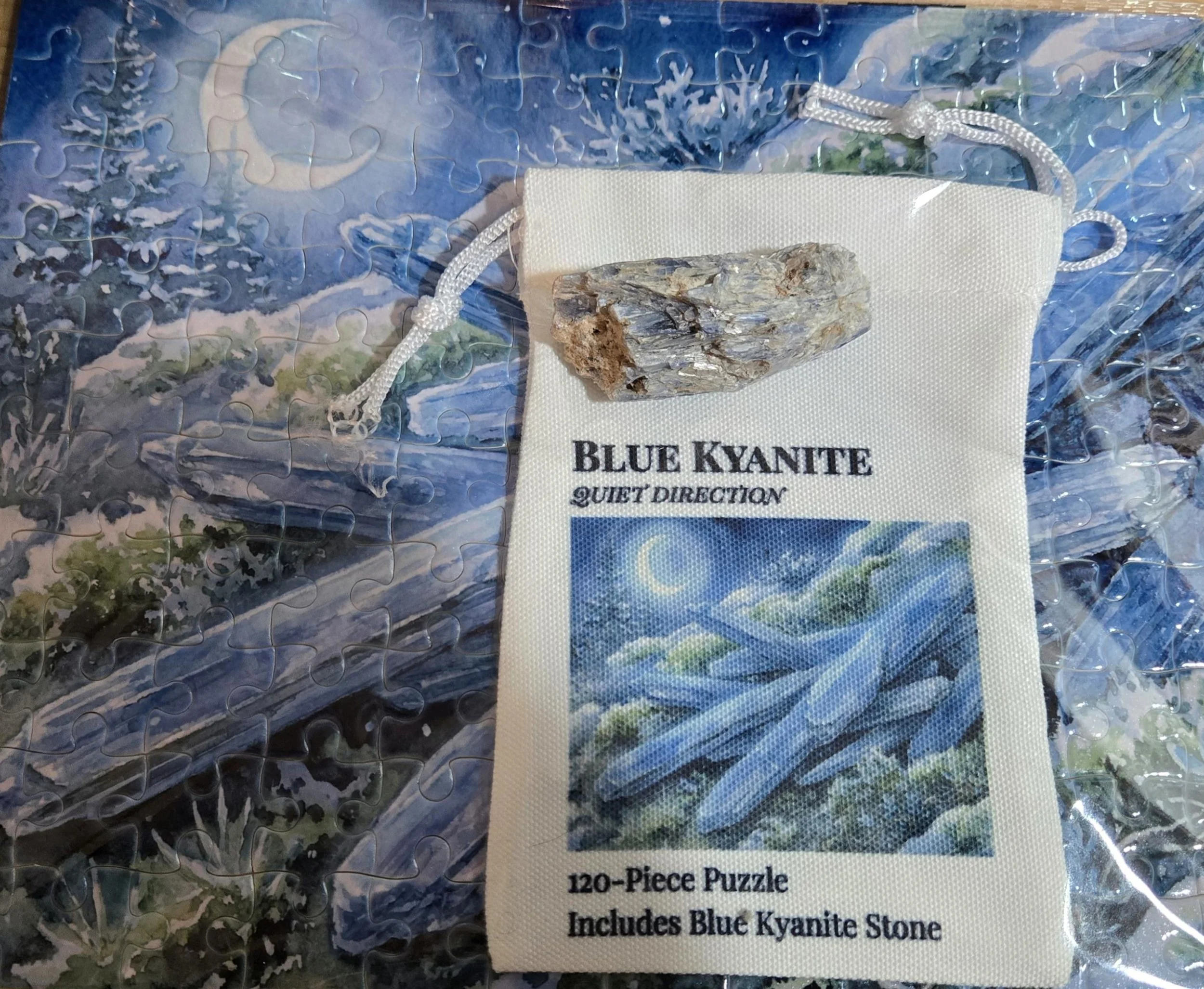 Blue Kyanite Puzzle and Crystal Set