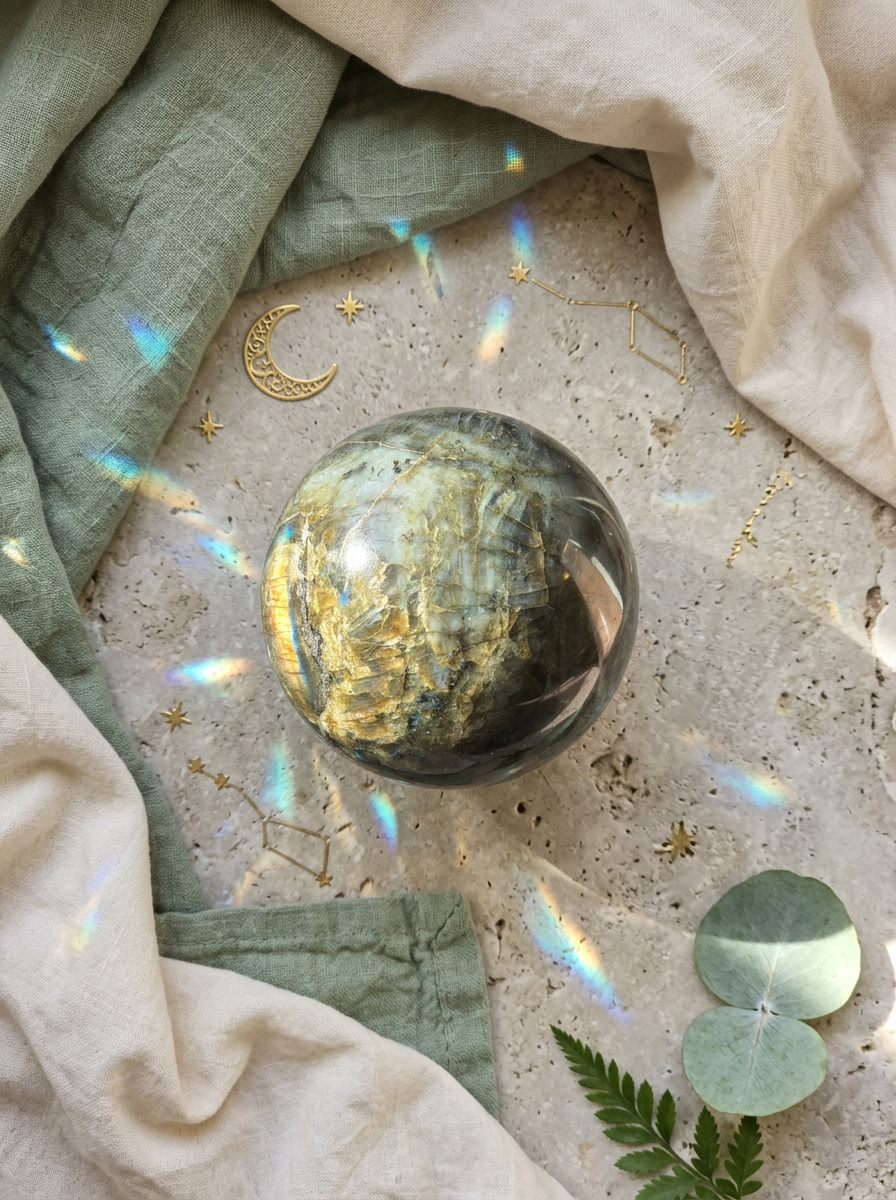 Labradorite Sphere. Approx. 4.5 Inches.