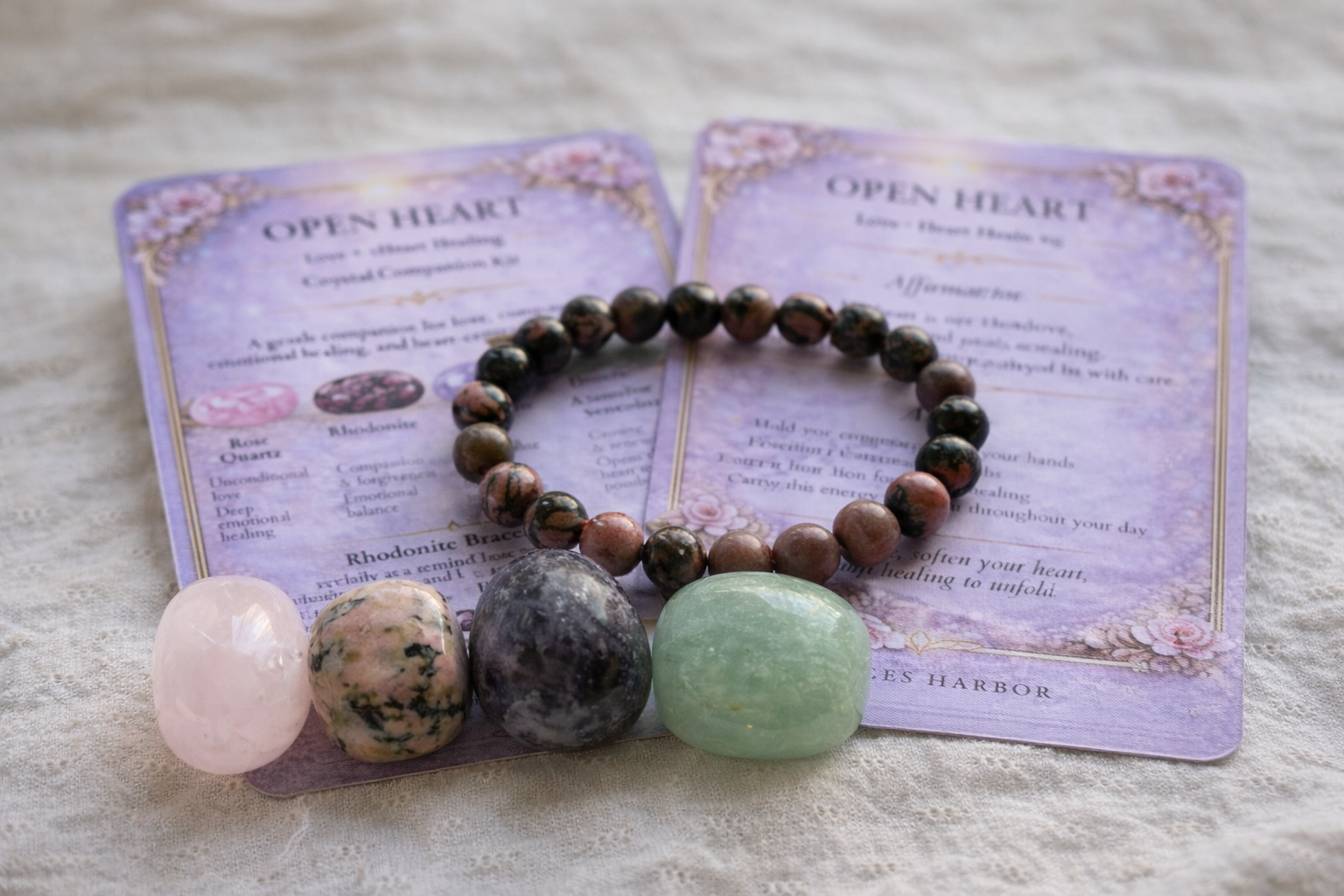 Open Heart Love + Heart Healing Crystal Companion Kit