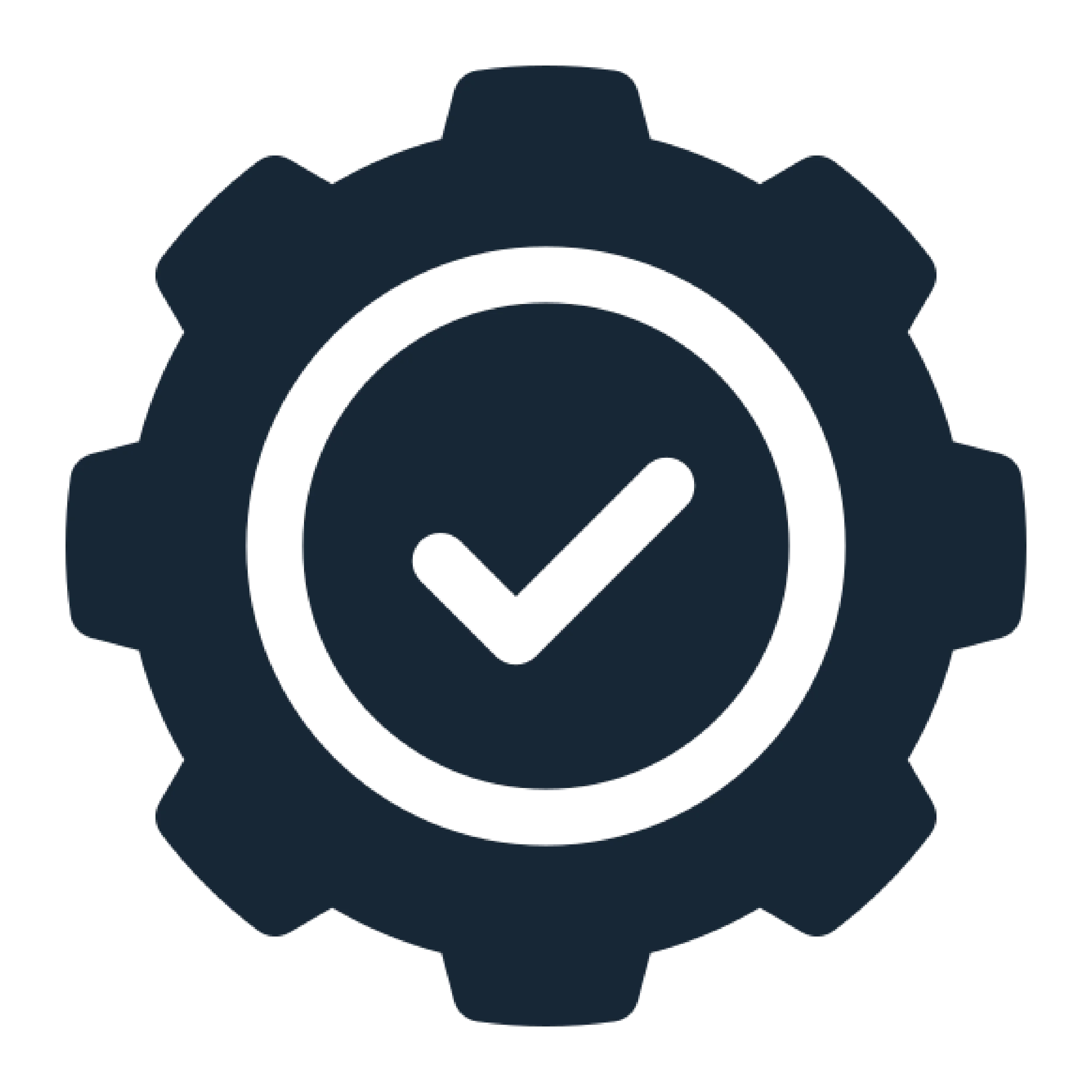Icon of a gear with a checkmark in the center, representing settings or verification.