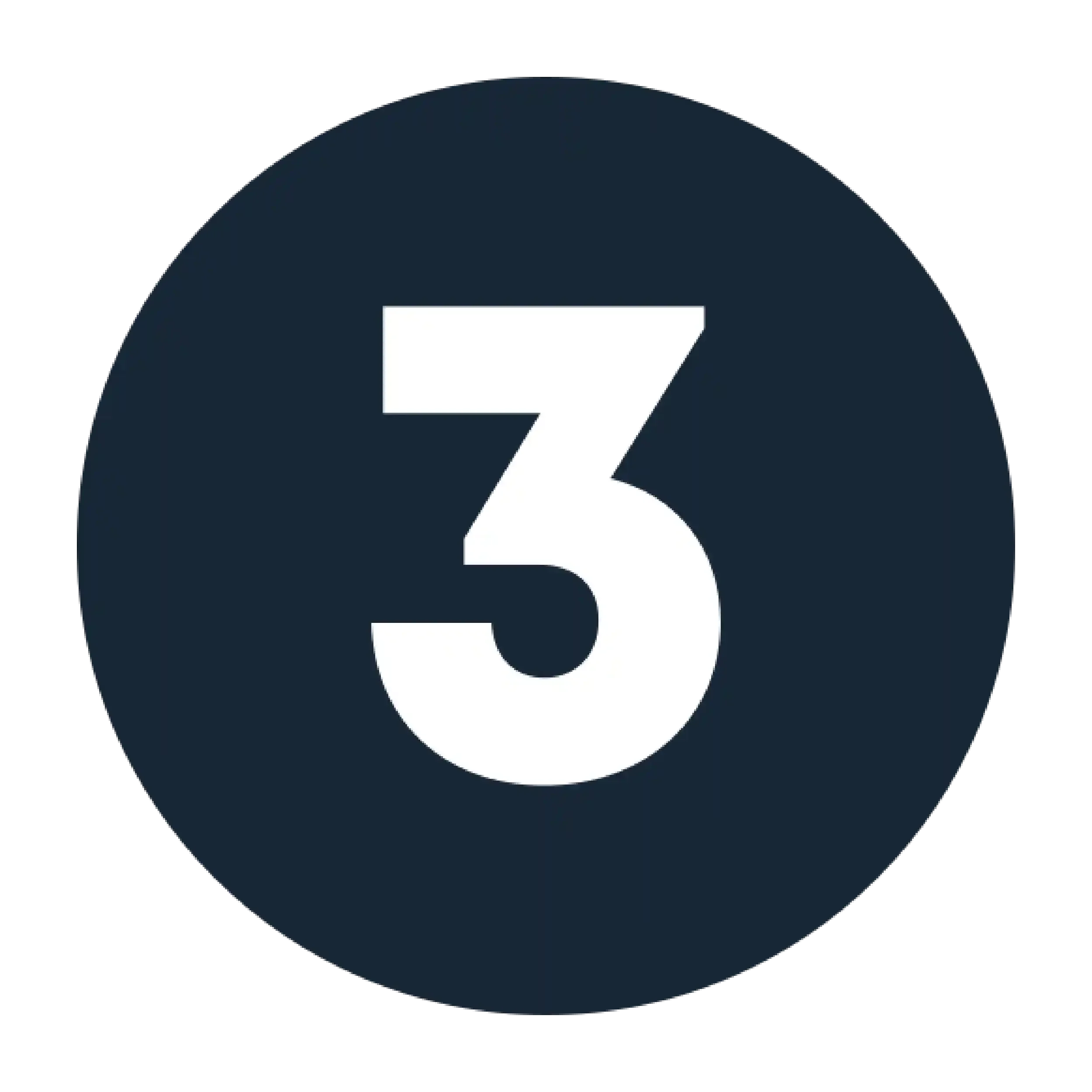 Number 3 inside a dark blue circle.