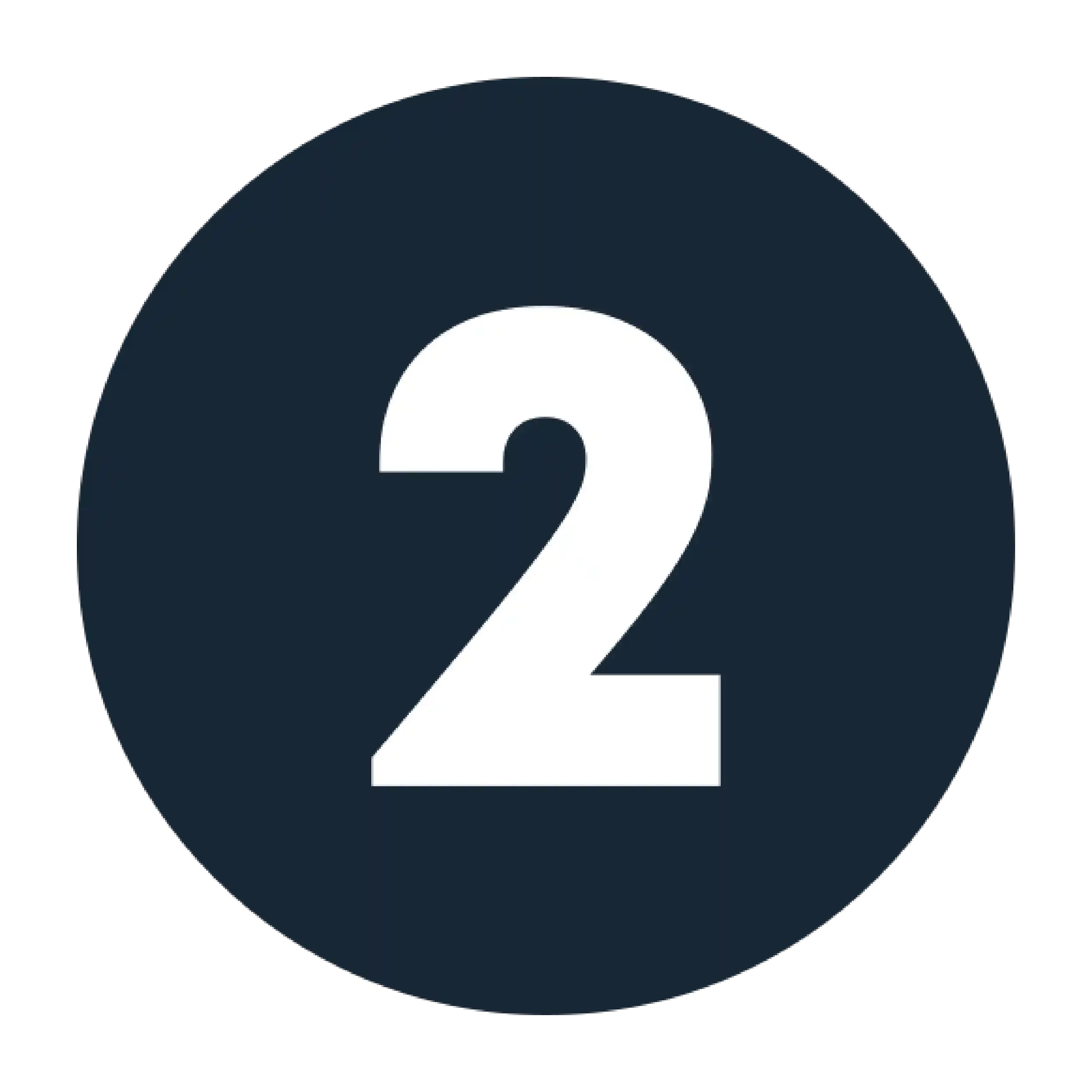 Number 2 displayed on a circular dark background.