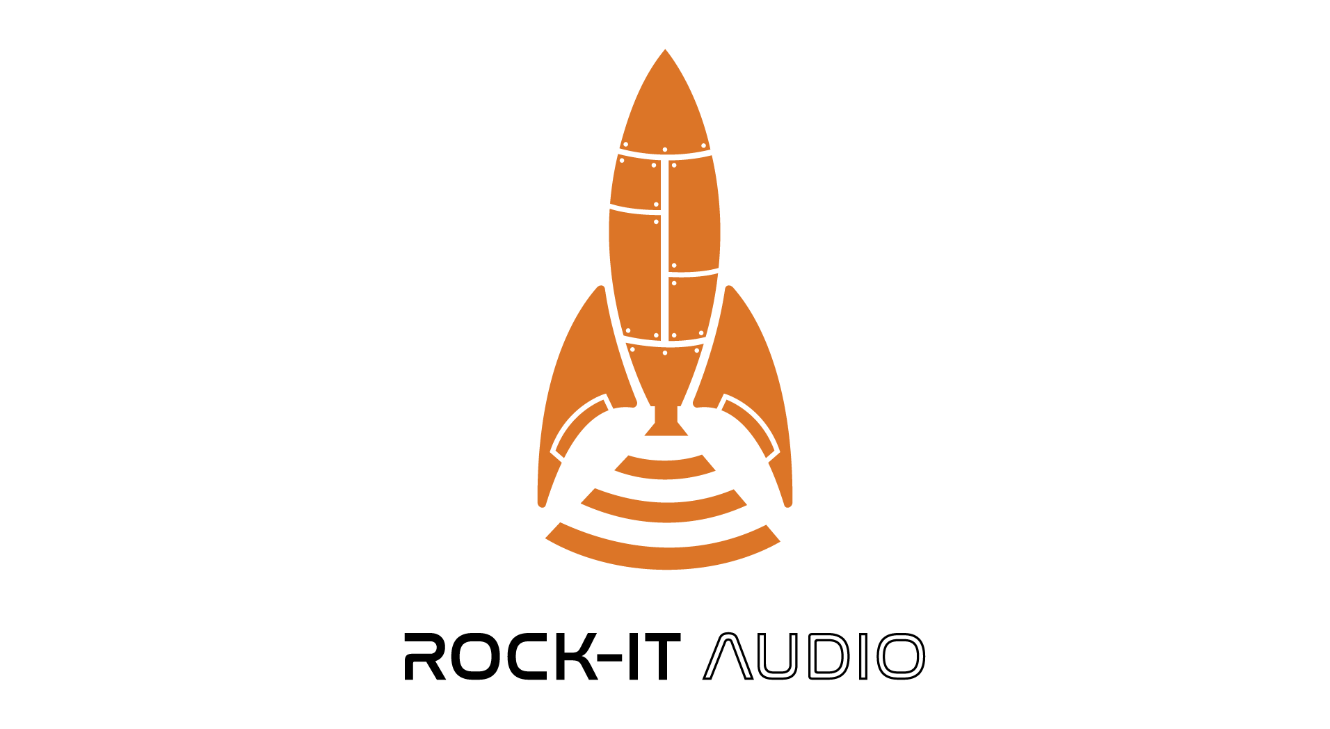 Graphic of a rocket with the volume icon as the propulsion orange and black colors.