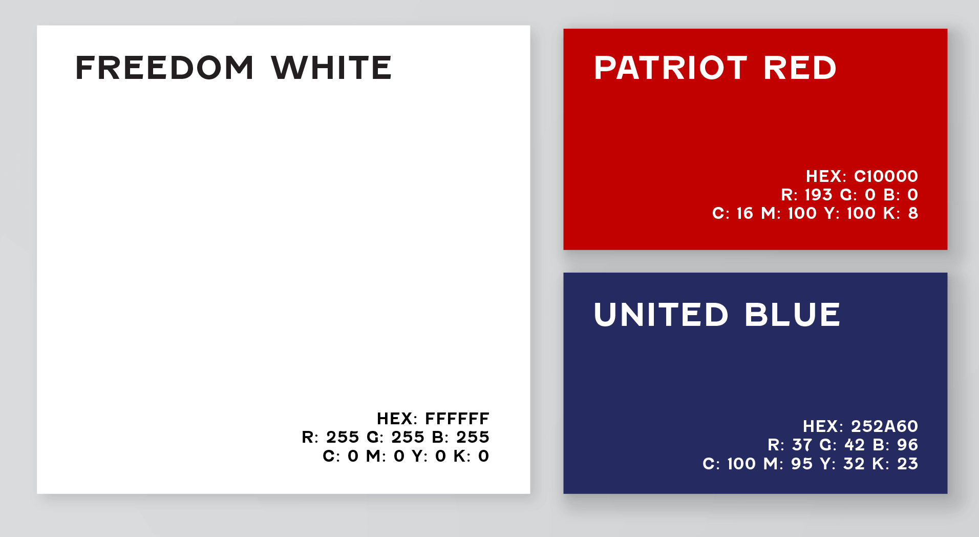 Color swatch labels with red, white, and blue color codes.