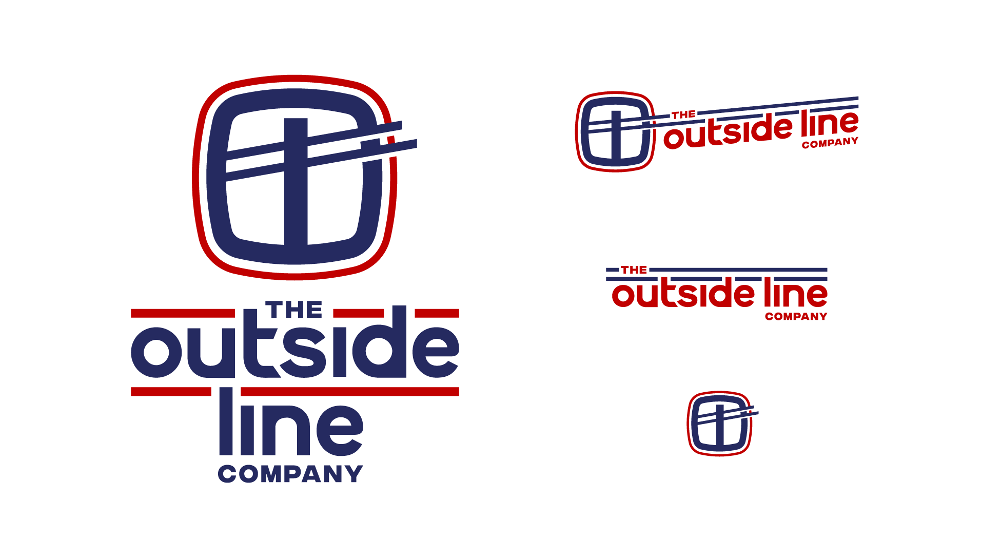 A logo suite featuring a stylized powerline accompanied by the text 'The Outside Line Company.'