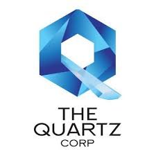 Logo of The Quartz Corp featuring a blue geometric shape with a hexagon and the company name below