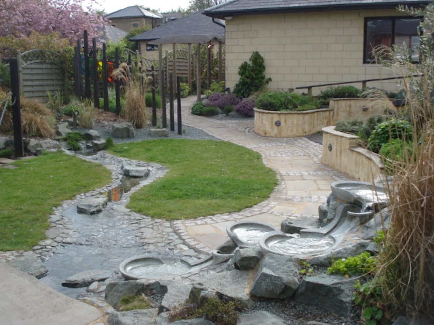 Ovella Flowforms in sensory garden .JPG