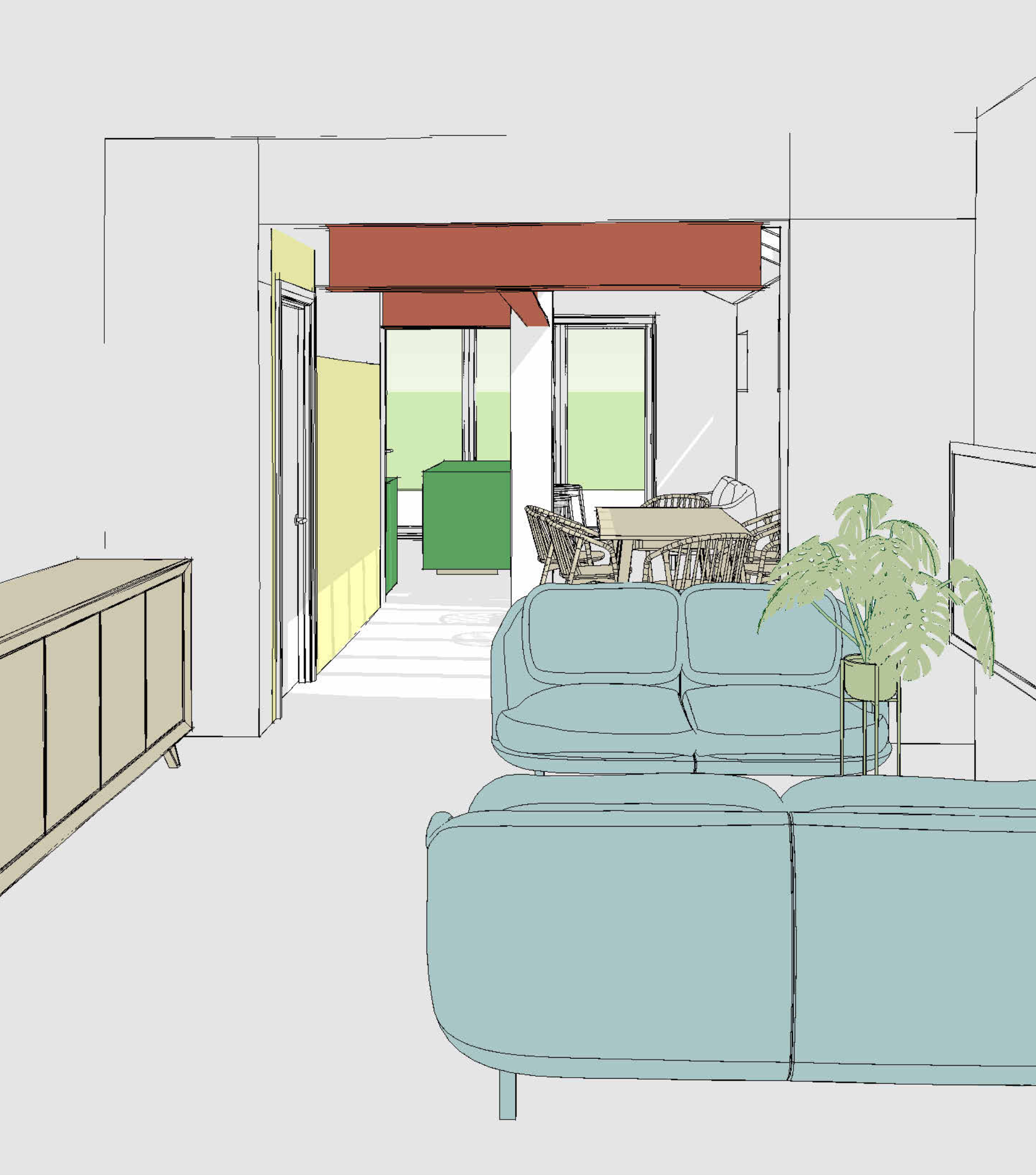looking through from the front room to the new kitchen