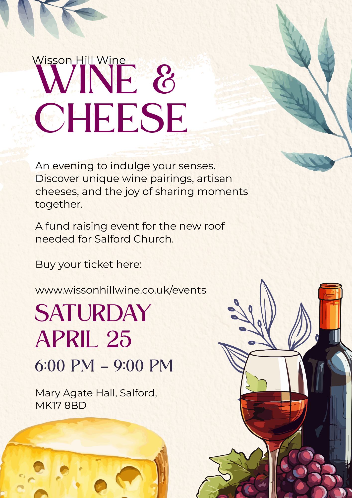 Salford Church Roof Fundraiser Wine &amp; Cheese Tasting