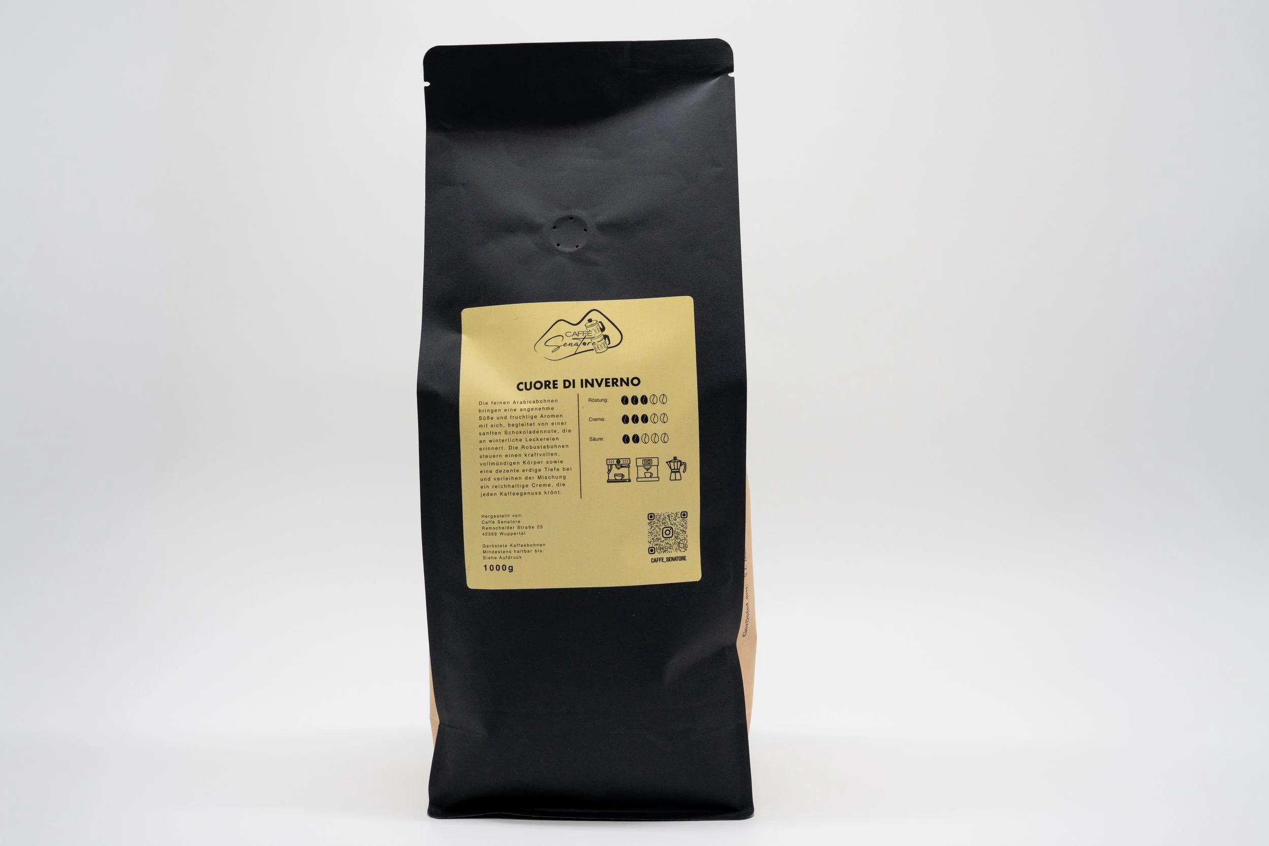 Caffè Senatore 1000g Verpackung der Kaffeesorte Cuore di Inverno von hinten