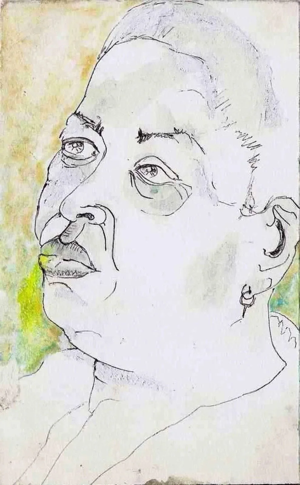 Portrait - Untitled, watercolor on paper, 1999, Gene Tanta