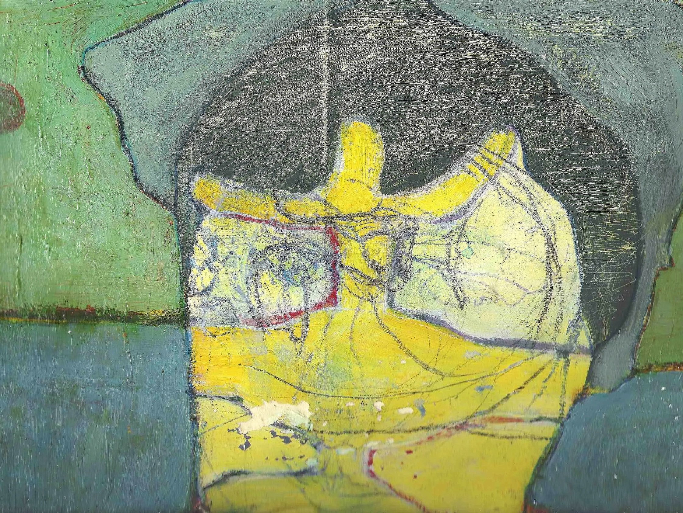 Portrait - Iowa Studio Model, acrylic on paper, 2000, Gene Tanta