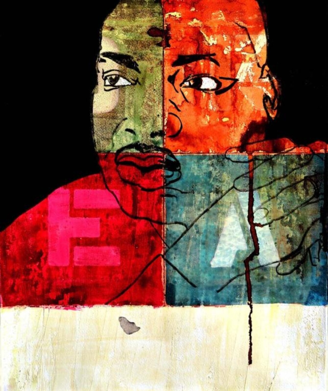 Assassinated Figures — Martin Luther King Jr., acrylic, pencil and marker on paper, 2018, Gene Tanta