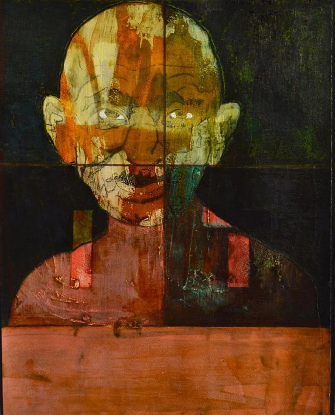 Assassinated Figures — Mahatma Gandhi, acrylic, pencil and marker on paper, 2018, Gene Tanta