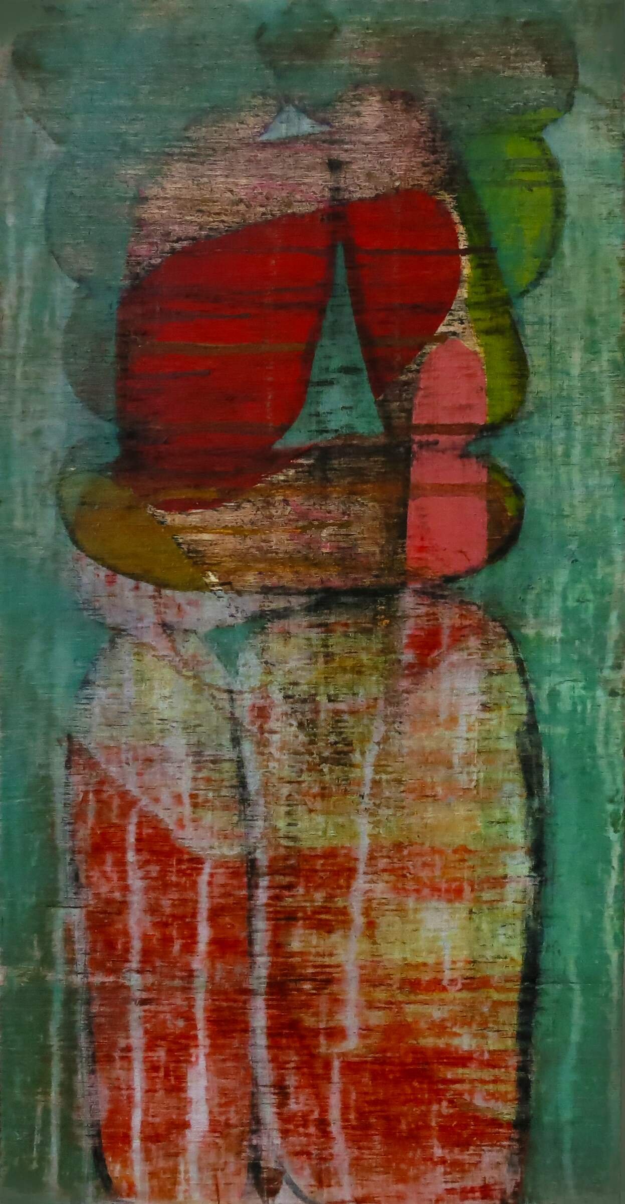 Cairns - Self-love, acrylic, food dye on wood, 2017, Gene Tanta