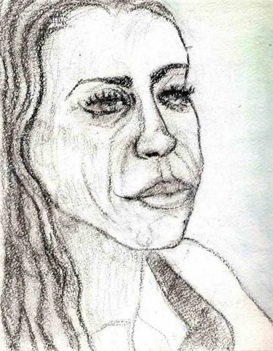 Portrait - Untitled, charcoal on paper, 1999, Gene Tanta