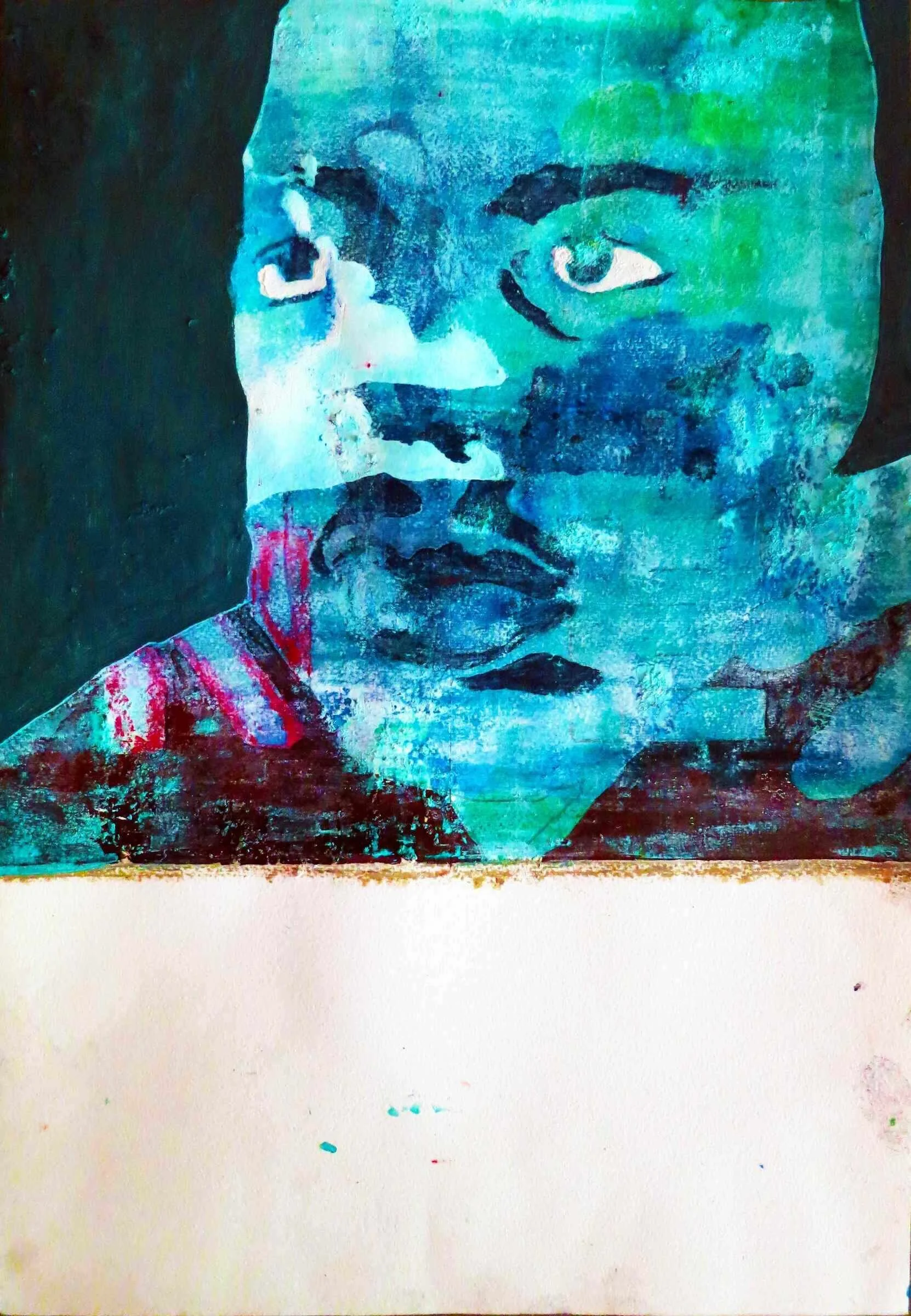 Assassinated Figures — Martin Luther King Jr. in the Clouds, acrylic, pencil and marker on paper, 2018, Gene Tanta