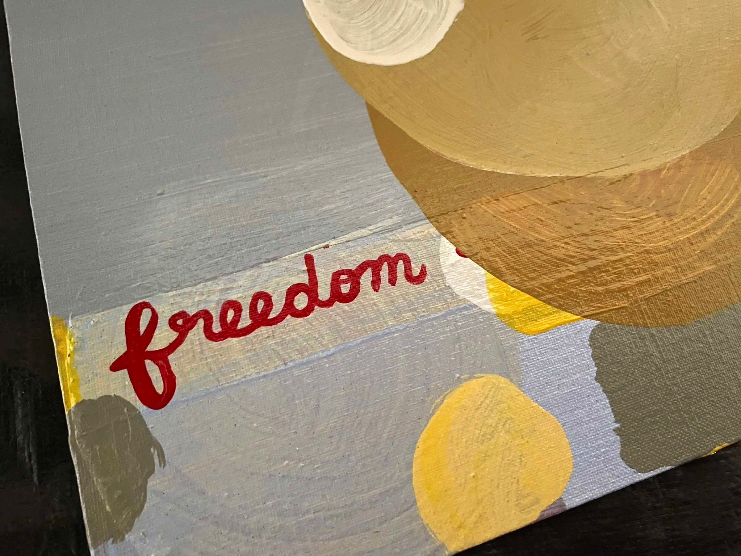Refracted Language - Freedom, oil on masonite, 2023, Gene Tanta