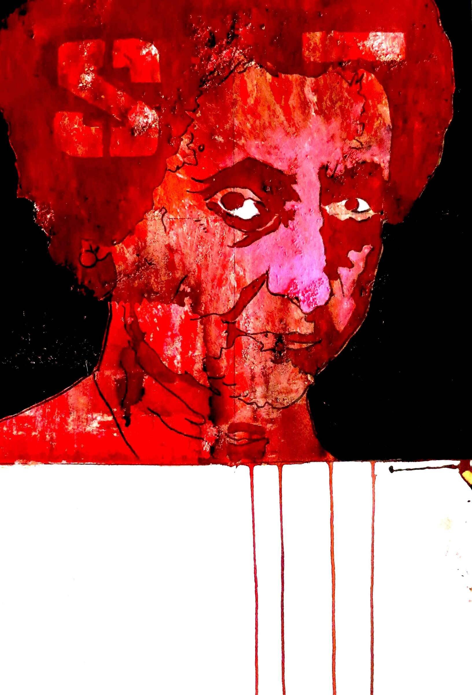 Assassinated Figures — Indira Gandhi, acrylic, pencil and marker on paper, 2018, Gene Tanta