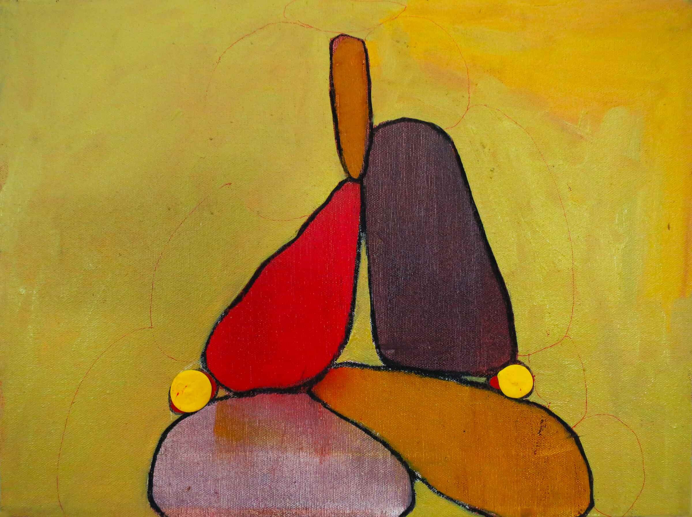 Cairns - Color Stack, collage/oil on canvas, 2017, Gene Tanta
