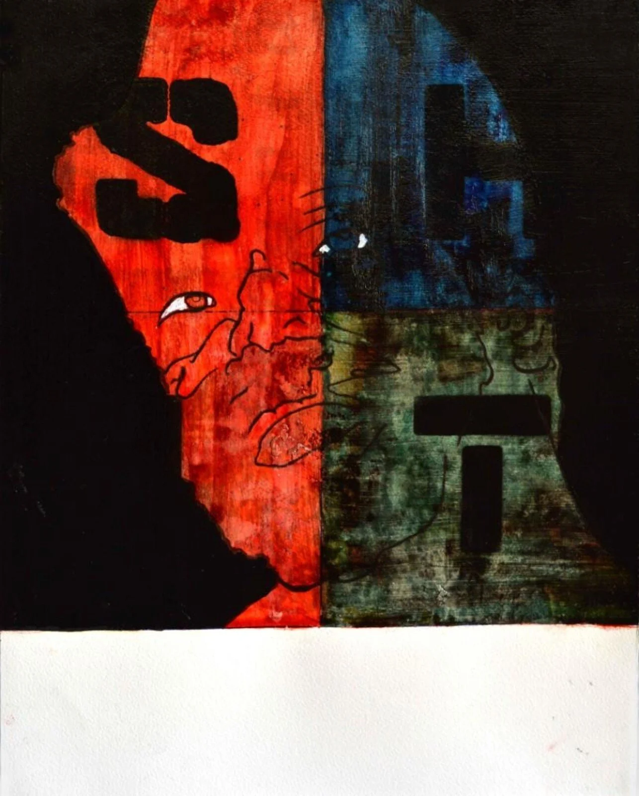 Assassinated Figures — Fred Hampton, acrylic, pencil and marker on paper, 2018, Gene Tanta