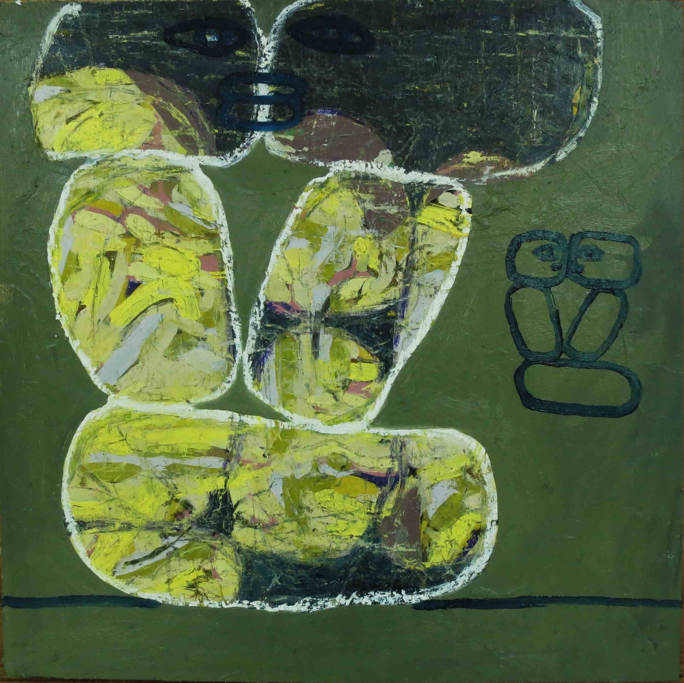Cairns - As One, oil and chalk on wood, 2017, Gene Tanta