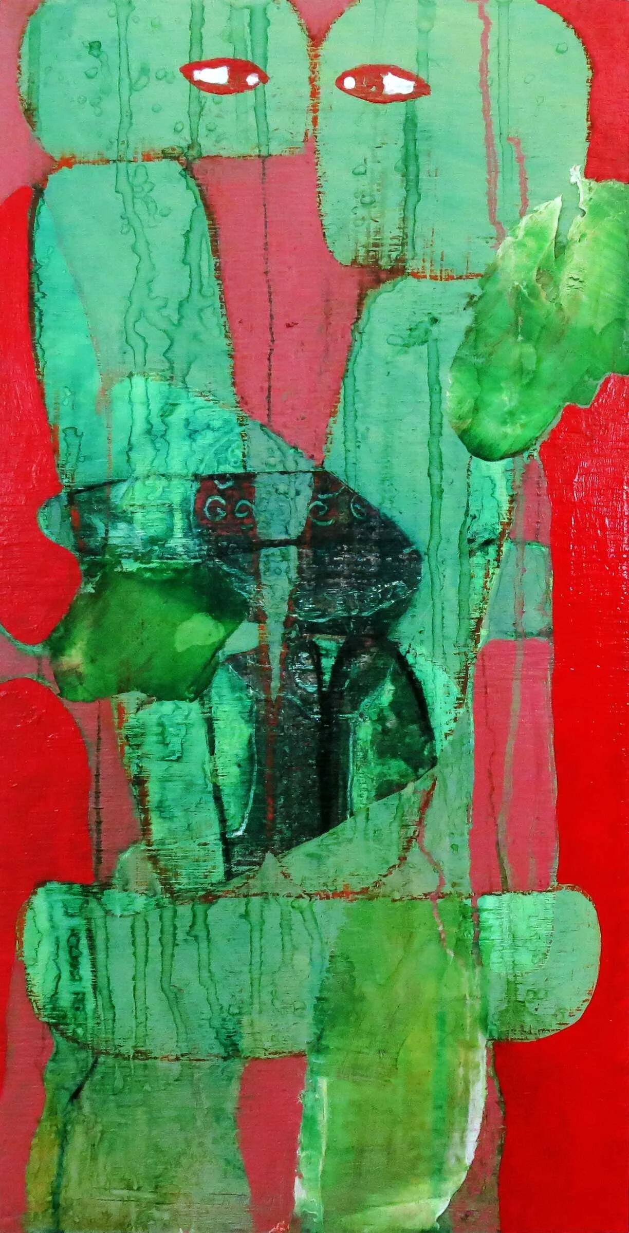 Cairns - #25, acrylic and food dye on wood, 2017, Gene Tanta