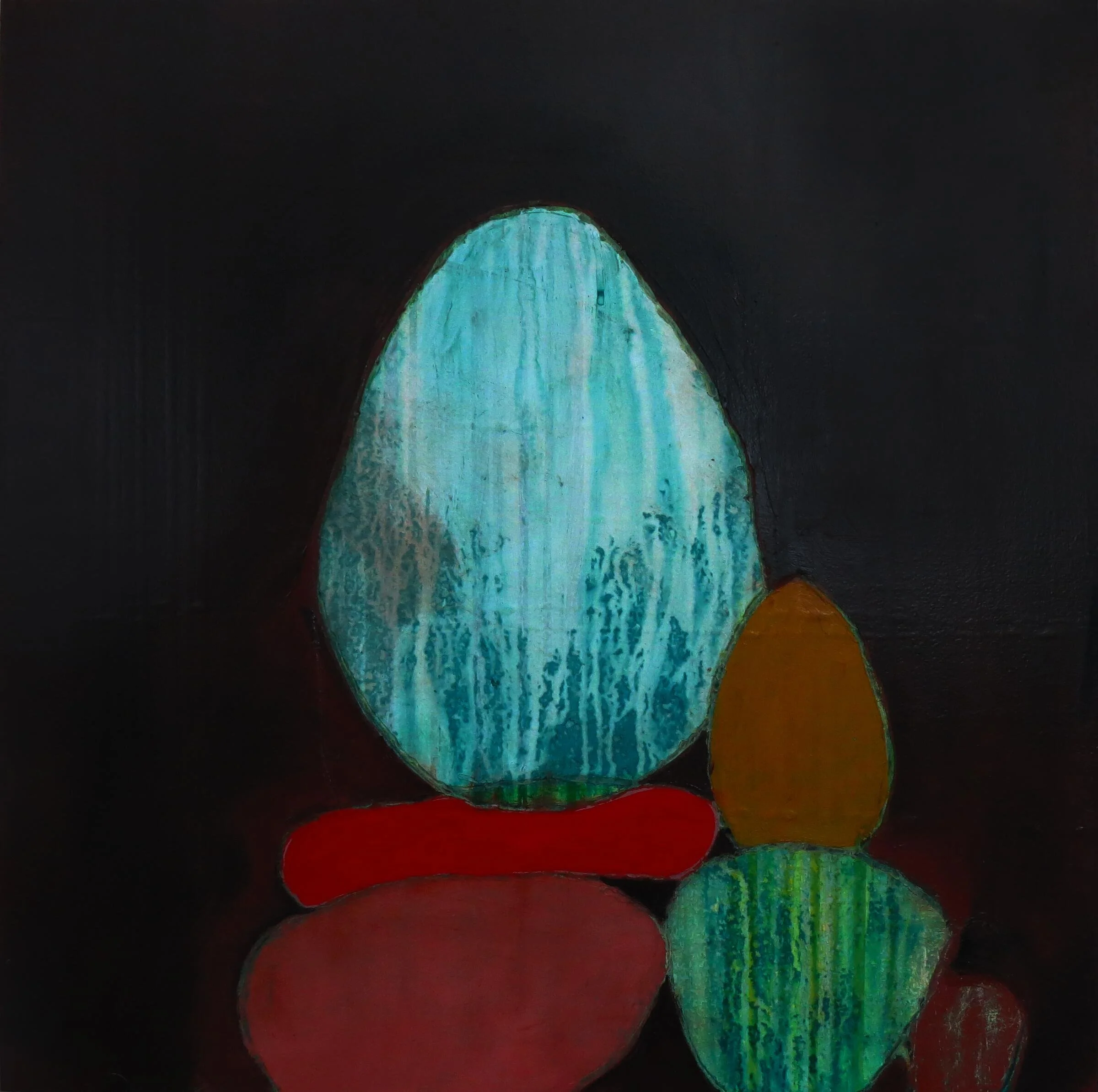 Cairns - #1, oil and food dyes on wood, 2017, Gene Tanta