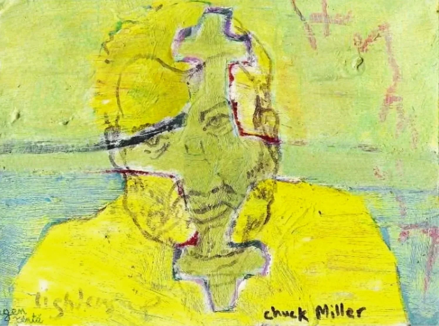 Portrait - Chuck Miller, oil on paper, 1999, Gene Tanta