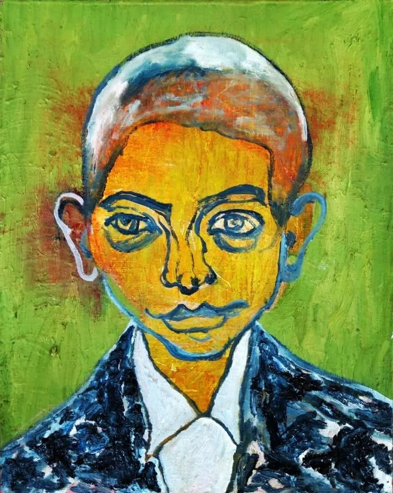 Portrait - Passport Self, oil on canvas, 2011, Gene Tanta