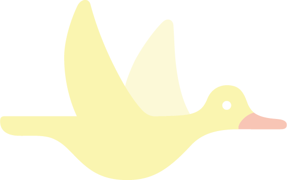 GERTIE's simplistic, stylized illustration of a flying duck in a side profile view