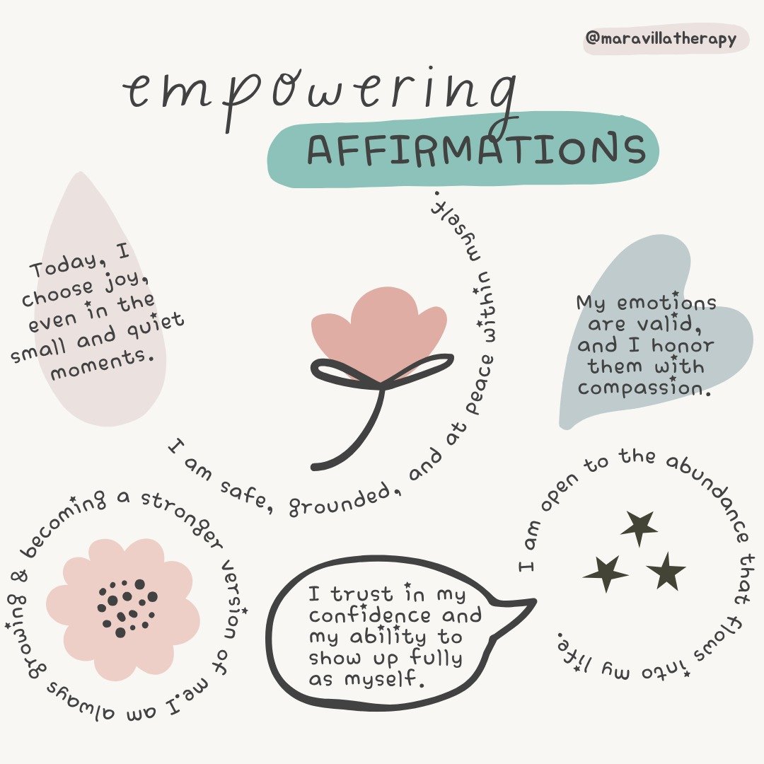 There is power in the words we repeat to ourselves.

Empowering affirmations aren&rsquo;t about pretending everything is perfect&mdash;they&rsquo;re about intentionally choosing language that supports your growth, your healing, and your self-worth.

