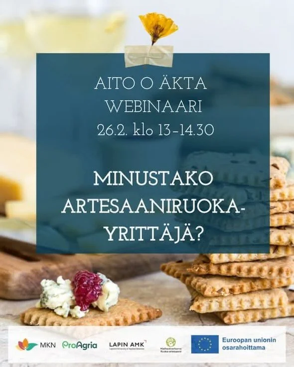 🌟 Tervetuloa torstain webinaariin!
Tule kuulemaan artesaaniruoasta ja sen mahdollisuuksista &ndash; erityisesti lihatuotteiden n&auml;k&ouml;kulmasta.
L&auml;mpim&auml;sti tervetuloa mukaan inspiroitumaan ja oppimaan lis&auml;&auml;!

Linkki Biossa
