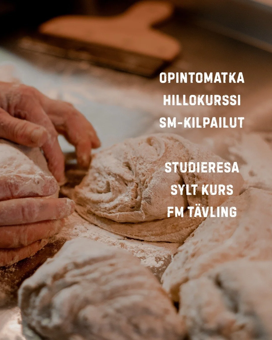 Nyt on aika ilmoittautua! ✨

Hillokurssi, Ruotsin opintomatka ja artesaaniruoan SM-kilpailut l&auml;hestyv&auml;t.
Mihin n&auml;ist&auml; sin&auml; aiot osallistua?

Nu &auml;r det dags att anm&auml;la sig! ✨

Syltkursen, studieresan till Sverige och