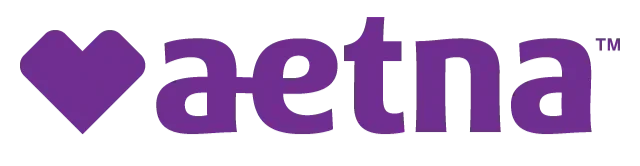 The image features the Aetna logo, which includes a purple heart icon followed by the word 'aetna' in lowercase purple letters.