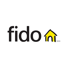 Fido logo with the word 'fido' and a yellow house icon replacing the letter 'o'.