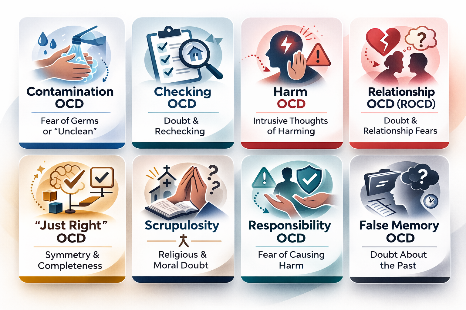 Infographic of the different subtypes of OCD