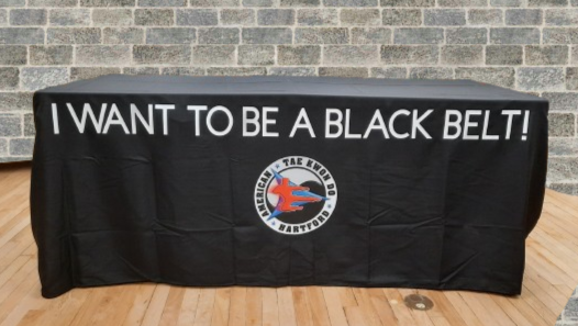 8 foot Custom Black Tablecloth for karate