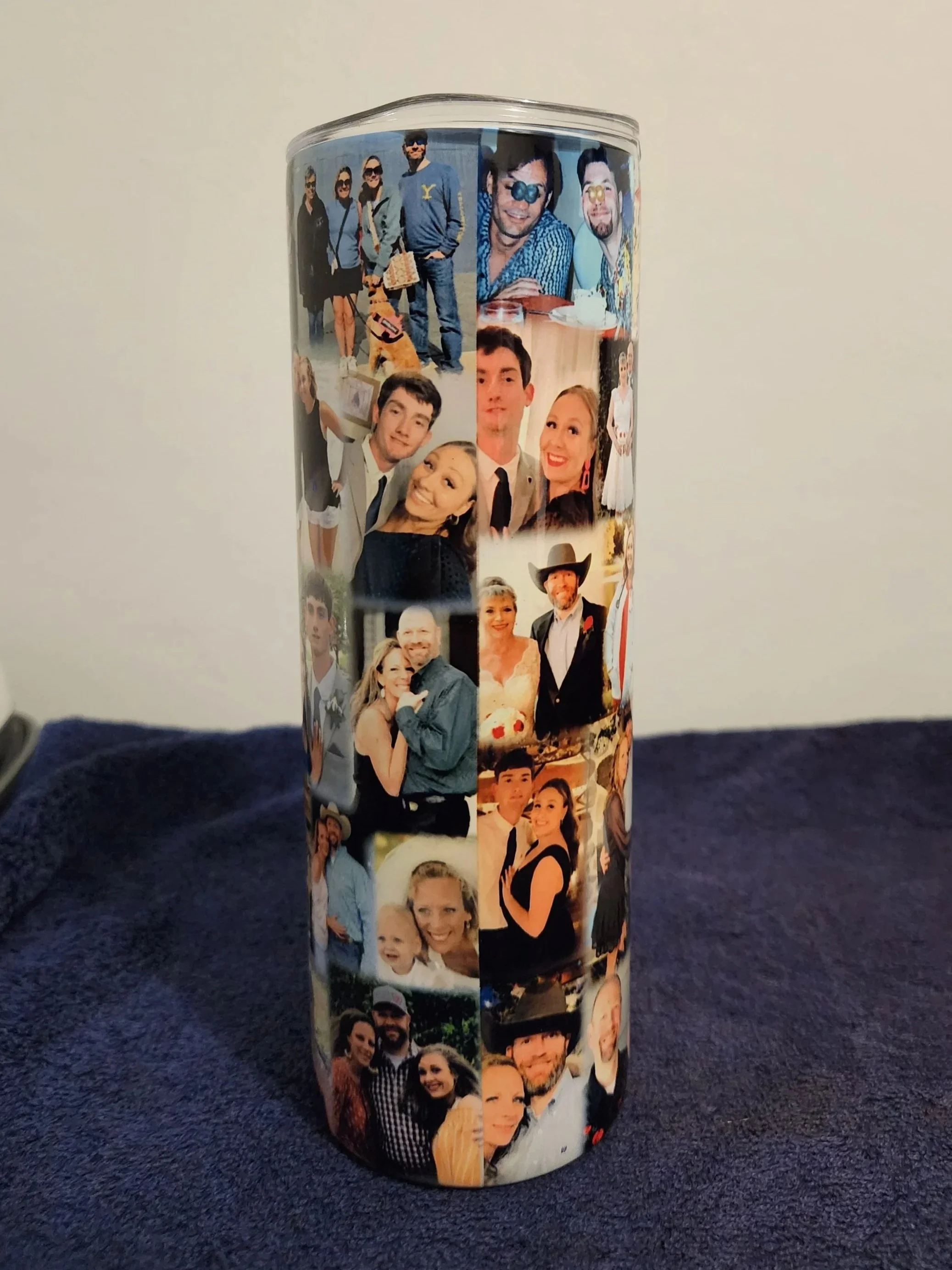 Custom Collage Tumbler with over 30 photos of Granddaughter, Daughter and Son-in-law