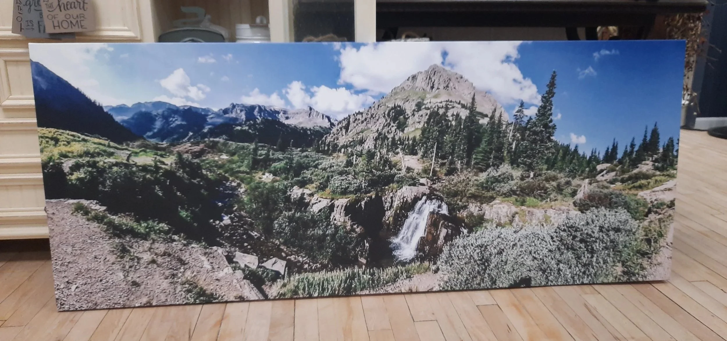 Enlarged from a tiny photo from phone. Enhanced photo and on 1.25 inch stretcher bar